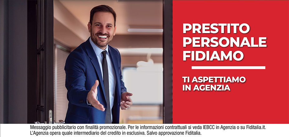 Agenzia Aesse Solutions S.a.s. Fiditalia | Palermo, Trapani, Mazara Del Vallo | Prestito Personale Fidiamo - Ti aspettiamo per realizzare i tuoi progetti. Messaggio pubblicitario con finalità promozionale. Per le informazioni contrattuali si veda IEBCC in Agenzia o su Fiditalia.it. L’Agenzia opera quale intermediario del credito in esclusiva. Salvo approvazione Fiditalia.